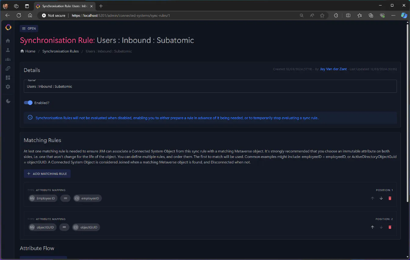 Creating a new Synchronisation Rule for a Connected System